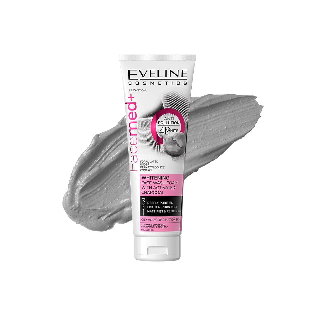 Eveline Facemed+ Whitening Face Wash Foam 3-In-1 100ml - HOK Makeup
