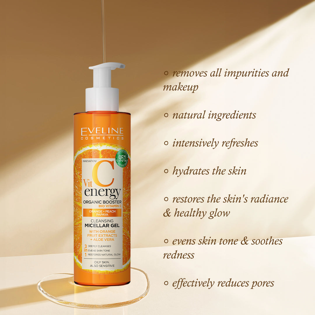Eveline Vit C Cleansing Micellar Gel Energy Booster 3In1 HOK Makeup