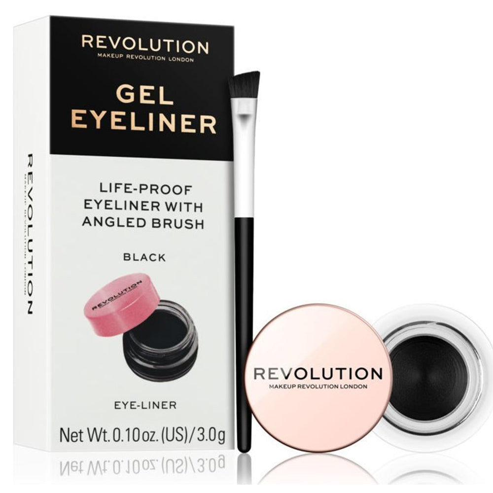 Makeup Revolution Gel Eyeliner Pot With Brush - Black