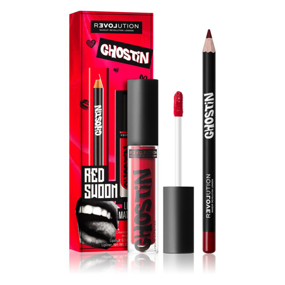 Revolution Relove Ghostin Lip Kit Red Matte Swoon