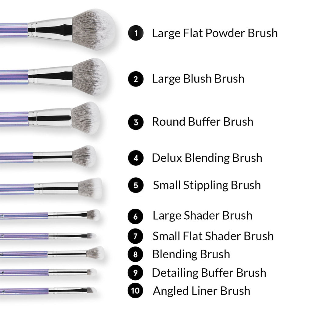 BH Cosmetics Hello Holo - 10 Piece Brush Set