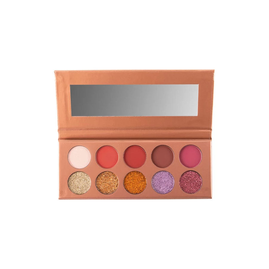 Trend Beauty Eyeshadow 10 Color Rose Gold Glitter Palette - HOK Makeup