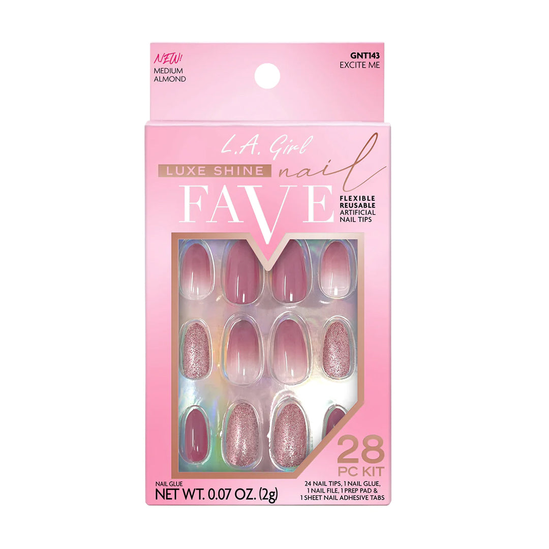 Luxe Shine Nail Fave Artificial Nail Tips-Excite Me -28 Pc Kit