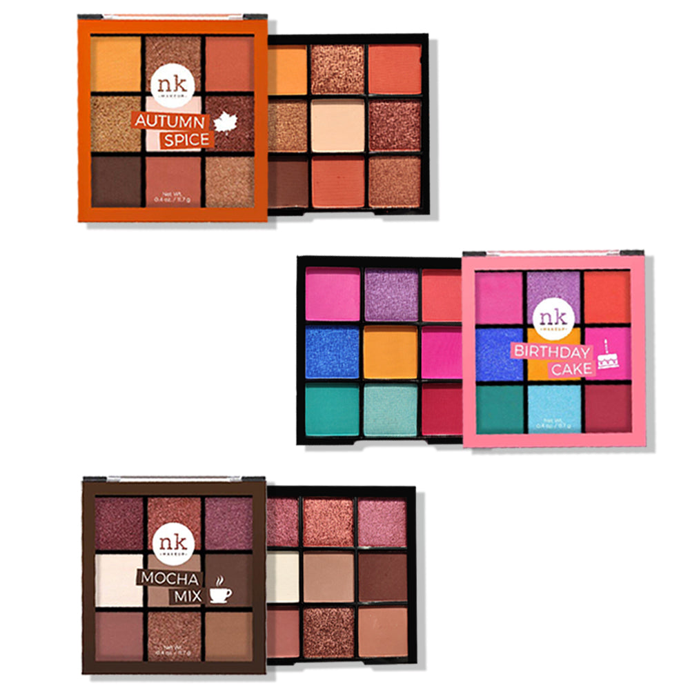 Nicka K Nine Color Eyeshadow Palette Set of 3 Pcs